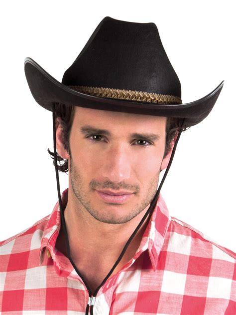 Chapeau cowboy noir liseré marron adulte, achat de Chapeaux sur VegaooPro, grossiste en déguisements