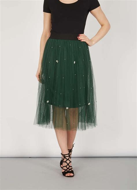 *Tenki Green Bead Net Midi Skirt - Skirts - Clothing - Dorothy Perkins United States | White ...