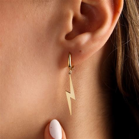 Lightning Bolt Earrings, Lightning Earrings, Tiny Lighting Bolt Hoop ...