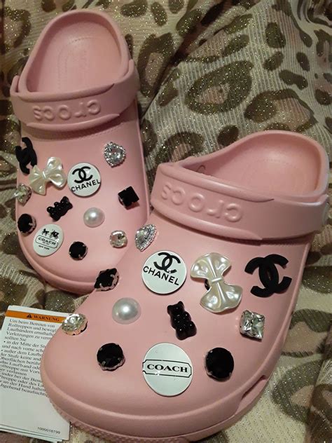 Chanel inspired Charmed Crocs | Pink crocs, Crocs fashion, Designer crocs