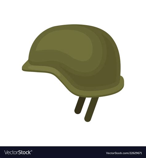 Green military helmet solid headgear protective Vector Image