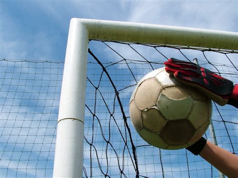 Football - Soccer Ball in Goal Stock Image - Image of gloves, goal: 857195