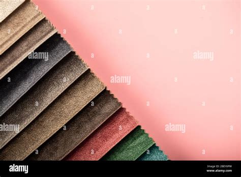 Red and brown color palette tailoring leather tissues in catalog Stock Photo - Alamy