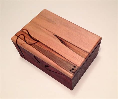 wooden puzzle box made with ambrosia maple and african padauk. | Wooden puzzle box, Wooden ...