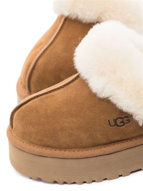 UGG Disquette Shearling Platform Slippers in Brown | Lyst