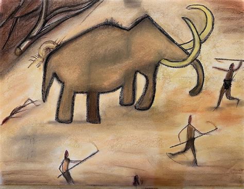 Stone Age Woolly Mammoth Pastel Painting. Stone Age Cave Art - Etsy New Zealand