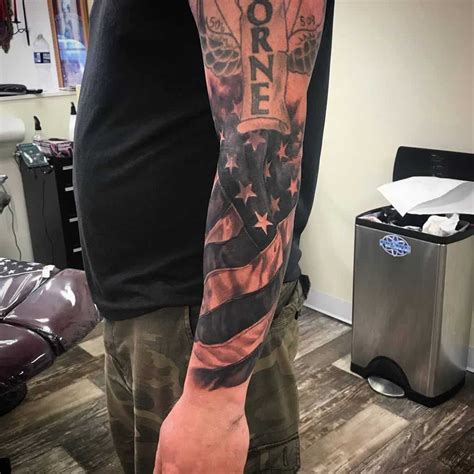 American Flag Sleeve Tattoo