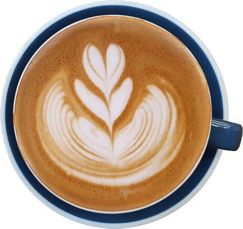 Top view of a mug of latte art coffee. 14058458 PNG