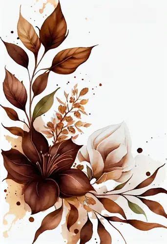 Free Watercolor Brown Flower on White Background | Free watercolor ...