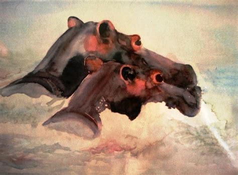 Hippos - Watercolor | Painting, Hippo, Hippopotamus