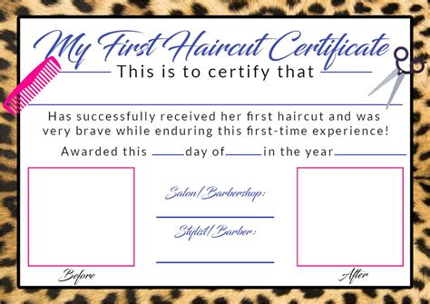 Girls First Haircut Certificate, Baby First Haircut Photo Certificate ...