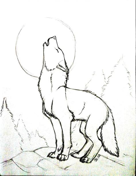 Wolf Howling At Moon Drawing at GetDrawings | Free download