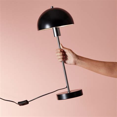 Herstal Vienda Table Lamp In Black & Chrome With Black Shade