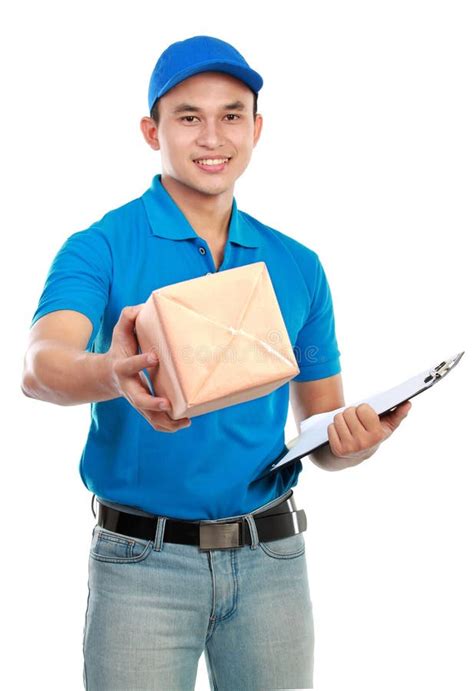 Delivery Man In Blue Uniform Stock Photo - Image of adult, asian: 23797682
