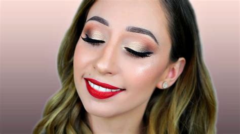 Fall Glam Makeup Tutorial - Classic with Red Lips | Glam makeup ...