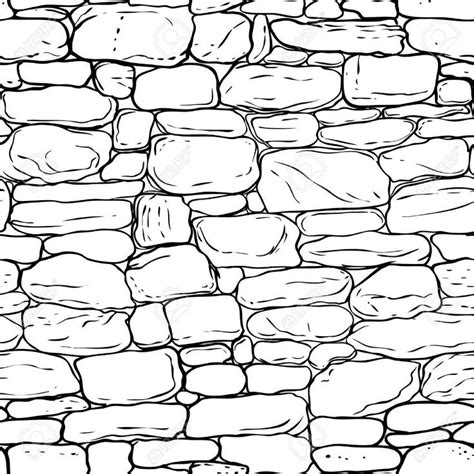 a black and white drawing of a wall made out of rocks or stones with rough edges