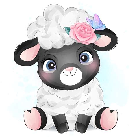 Süße schwarze Schafe Clipart mit Aquarell-Illustration | Etsy