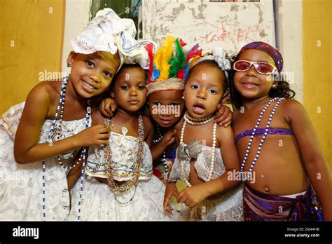 Children at Salvador carnival in Pelourinho, Bahia, Brazil, South Stock ...