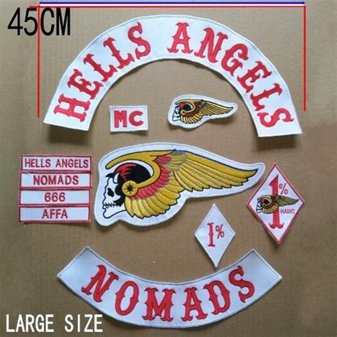 Large Size 45cm Wide HELLS ANGELS Embroidered Iron-On Patch Jacket And Vest Motorcycle Biker MC ...