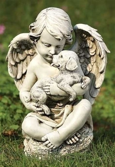 Cherub with Puppy Garden Statue Fairy Angel, Angel Art, Dog Angel ...