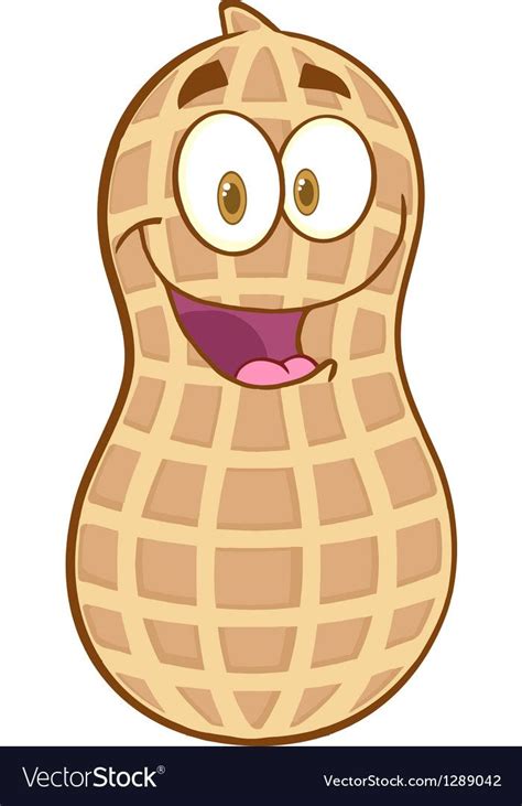 Peanut cartoon mascot character vector image on VectorStock | Мультфильмы, Рисунки, Идеи подарков