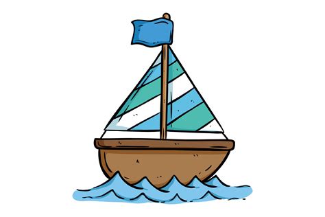 cute boat on the ocean with doodle style 7745504 Vector Art at Vecteezy