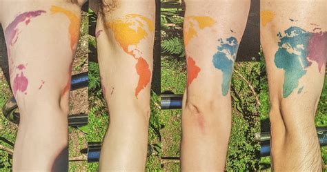My Completed World Map Tattoo using a Cylindrical Projection : MapPorn