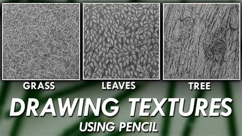 How To DRAW Realistic TEXTURES using PENCILS! - Grass, Leaves & Tree Bark - YouTube