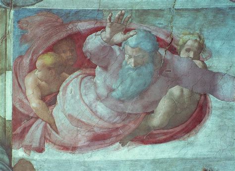 Sistine Chapel God Dividing The Waters And Earth Pre Restoration Detail ...