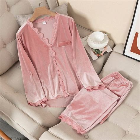 Trizchlor Back To College Velvet Pajamas Women Autumn Winter Sleepwear Night Outfits, Fashion ...