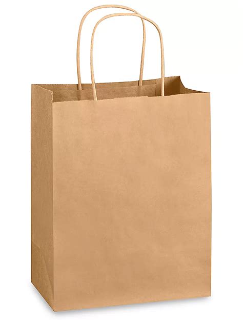 Kraft Paper Shopping Bags - 8 x 4 1/2 x 10 1/4", Cub S-7098 - Uline