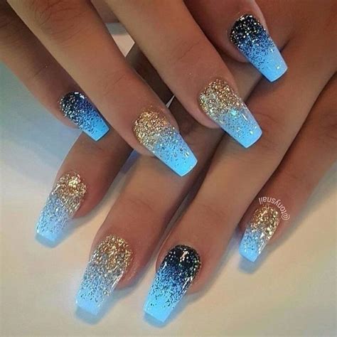 Blue Neon W Glitter Glow in the Dark Nails | Nail designs, Nails, Glitter nails