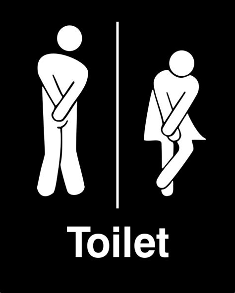 Engraved Unisex Funny Uncomfortable Stick Figure Bathroom Sign - Custom Signs