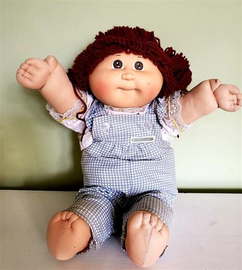 1980s Cabbage Patch Kid Girl Doll With Brown Hair, Dimple and Brown Eyes, Xavier Roberts CPK ...