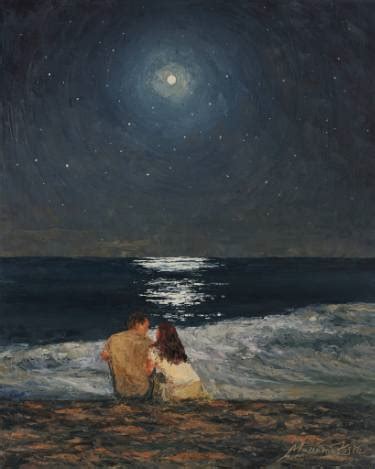 Moon Over Ocean Painting at PaintingValley.com | Explore collection of ...