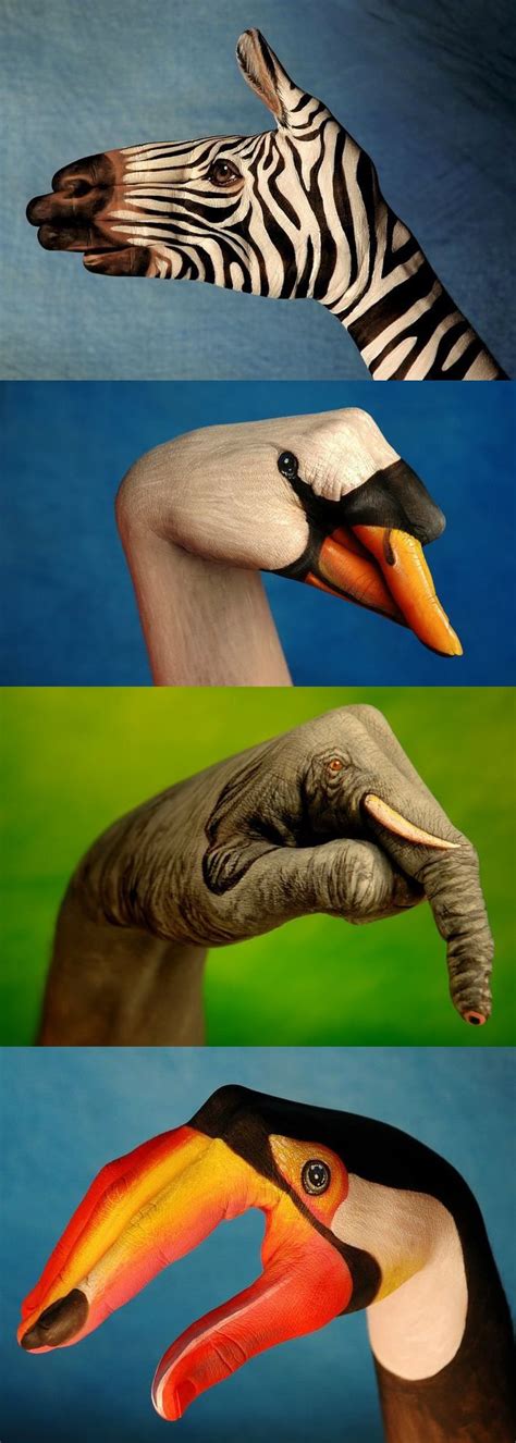 Painted hand animals, there should be a puppet show done with these :$ Finger Painting, Hand ...