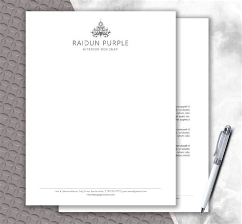 Letterhead Template for Word | Stationery Personalized Design | DIY Stationery Instant Download ...