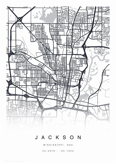 PRINTABLE Jackson Map Print Street Map of Jackson Jackson | Etsy