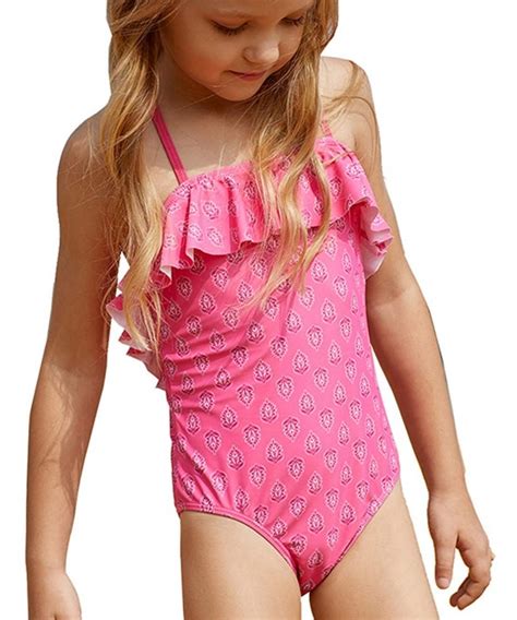 Little Girls' Ruffle One Piece Swimsuit Crisscross Back Swimwear Size 4-8 - CX18NARQ3XH