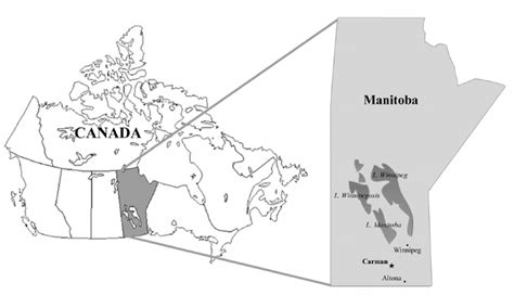 Location of the Carman study site. The town of Carman is situated south... | Download Scientific ...