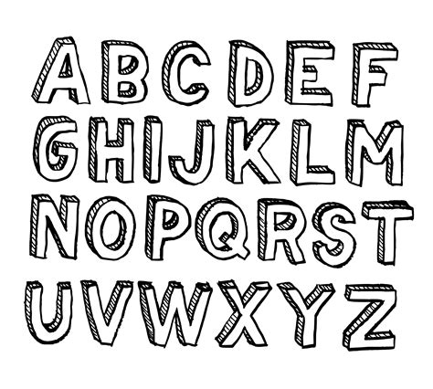 Hand Drawn 3D Alphabet (PNG Transparent) | OnlyGFX.com