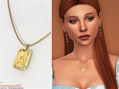 The Sims Resource - Initial Plate Necklace / Christopher067