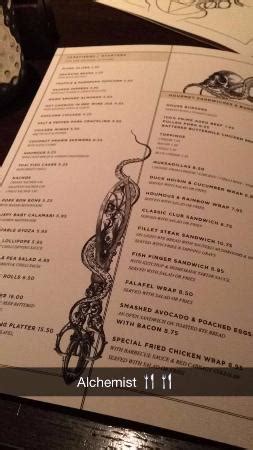 The Alchemist Food Menu