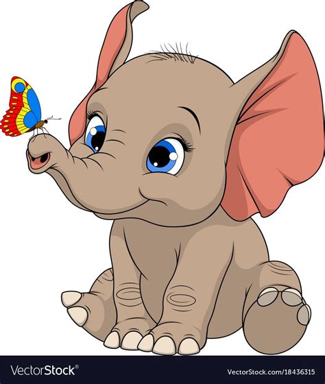 Funny kid elephant vector image on VectorStock | Baby animal drawings, Cute cartoon animals ...