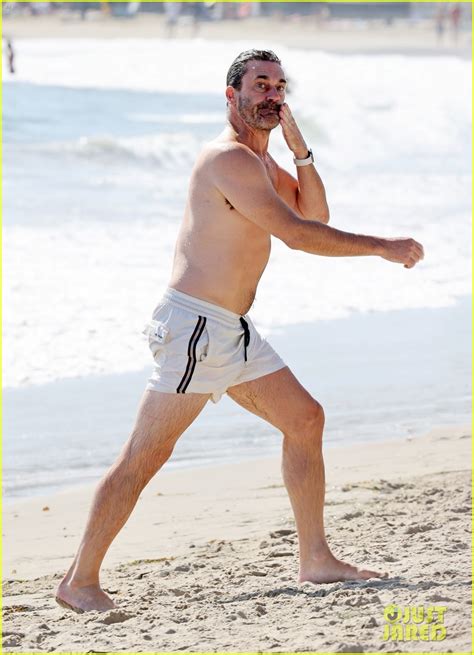 Jon Hamm Goes Shirtless for Beach Day with Girlfriend Anna Osceola ...