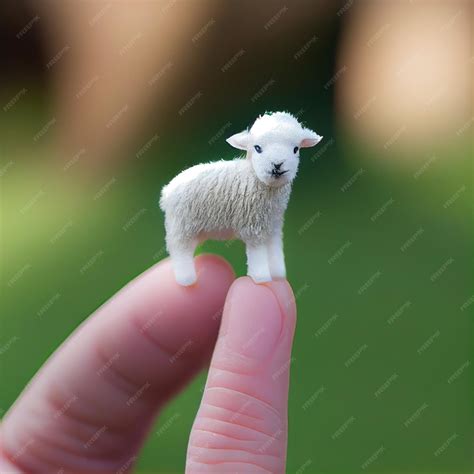 Premium Photo | This is a cute mini sheep the size of a thumb with a ...