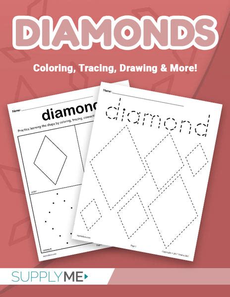 8 Diamond Worksheets: Tracing, Coloring Pages, Cutting & More! – SupplyMe