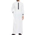 RYDCOT Men's Saudi Arabic Thobe Long Sleeve Button Robe Ramadan Muslim