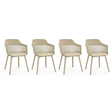 Kit 4 Cadeiras Montreal Marcela Estofada - Nude | MadeiraMadeira