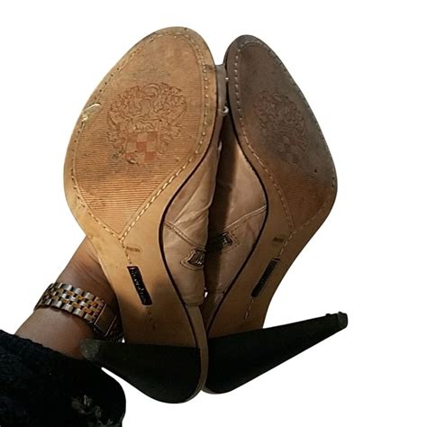 Vince Camuto Nude sling back, zip up leather heels sz 6.5 | eBay